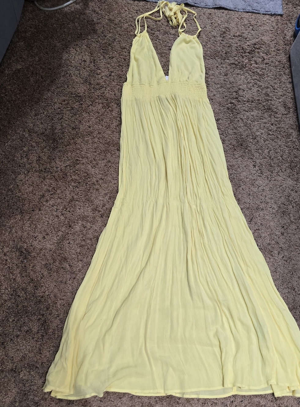 Forever 21 Pale Yellow Halter Maxi Dress